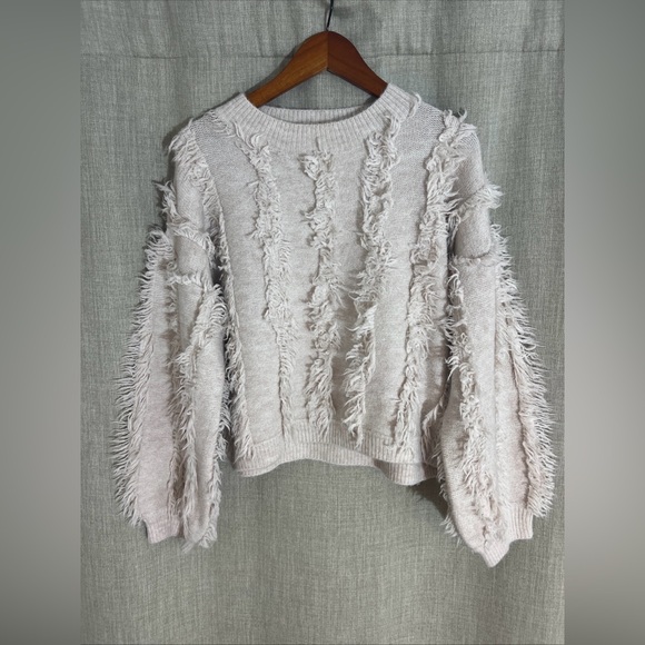 Pants Store Sweaters - Women’s Scandi girl neutral‎ fringe bohemian whimsical sweater pink size medium